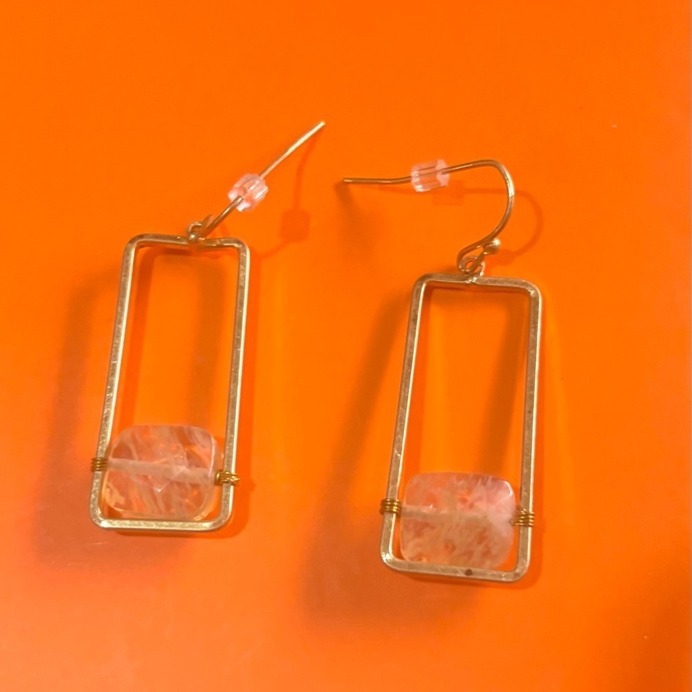 Fashion jewelry stainless steel citrine teardrop earrings